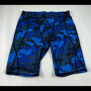 MD TSLA Blue Camouflage Biker shorts